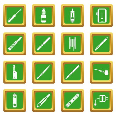 Yeşil vaping Icons set