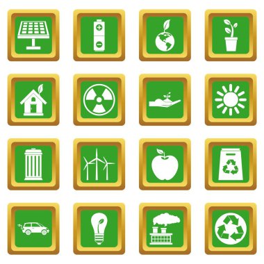 Yeşil ekoloji Icons set