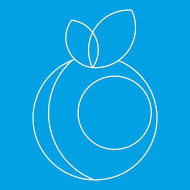 Yuvarlak apple yaprakları simgesi mavi anahat tarzı ile vektör illüstrasyon izole. İnce çizgi işareti
