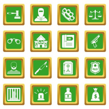 Yeşil suç ve ceza Icons set