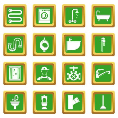 Sıhhi tesisat simgeler yeşil ayarla