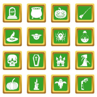 Yeşil Cadılar Bayramı Icons set