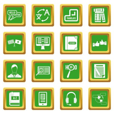 Yabancı dil simgeleri öğrenme yeşil ayarla