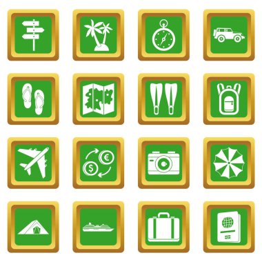 Yeşil seyahat Icons set