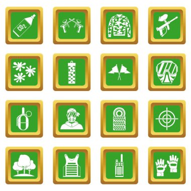 Yeşil Paintball Icons set