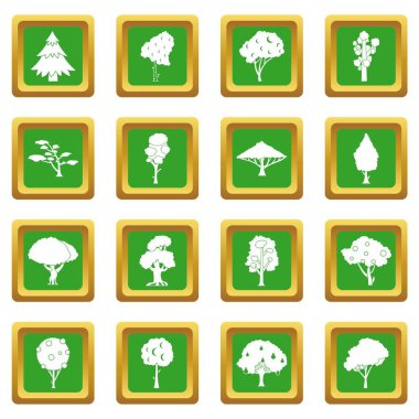 Yeşil ağaçlar Icons set