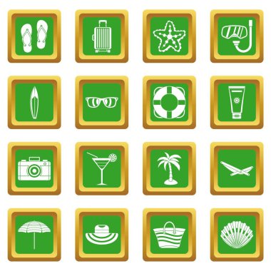 Yeşil yaz dinlenme Icons set