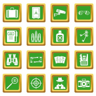 Yeşil casus araçları Icons set