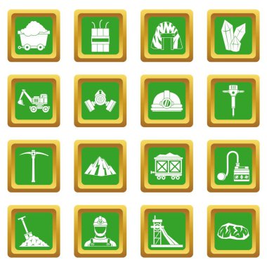 Yeşil madenci Icons set