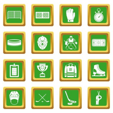 Yeşil hokey Icons set