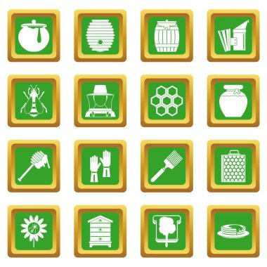 Yeşil arı kovanı araçları Icons set