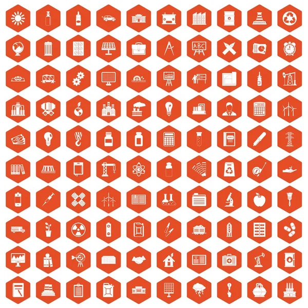 100 iconos de la empresa hexágono naranja — Archivo Imágenes Vectoriales