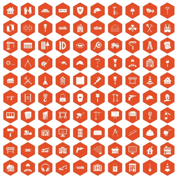 100建筑图标六角橙 — 图库矢量图片