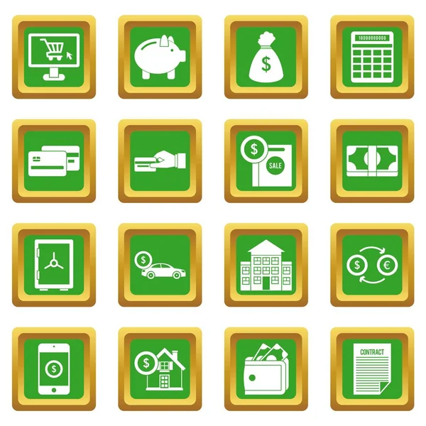 Iconos de crédito verde — Vector de stock