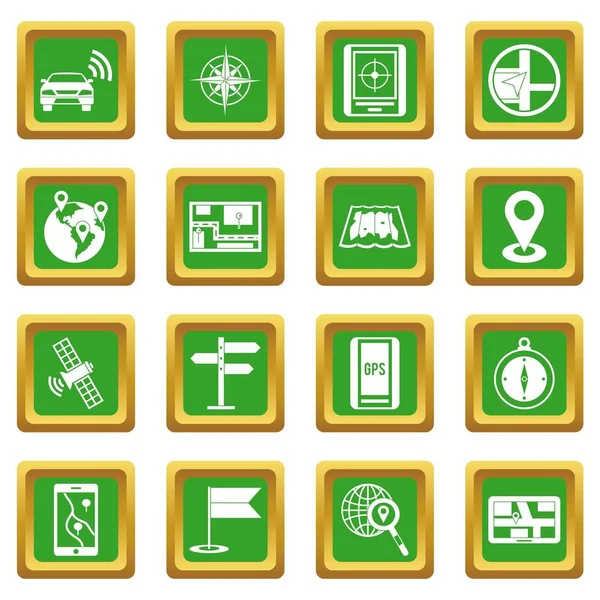Yeşil gezinti Icons set — Stok Vektör