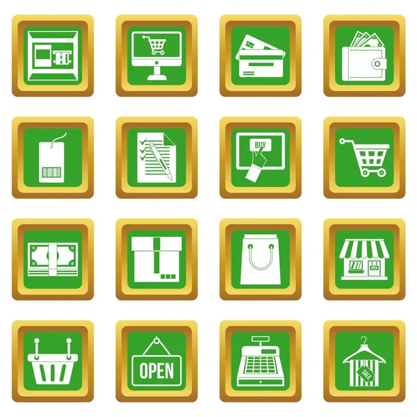 stock vector Shopping icons set green