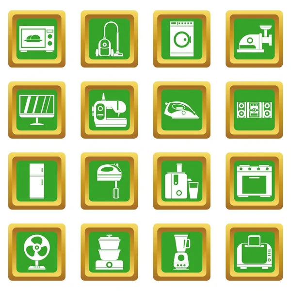 Yeşil ev aletleri Icons set — Stok Vektör