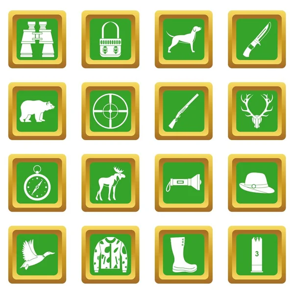 Icone di caccia verde — Vettoriale Stock