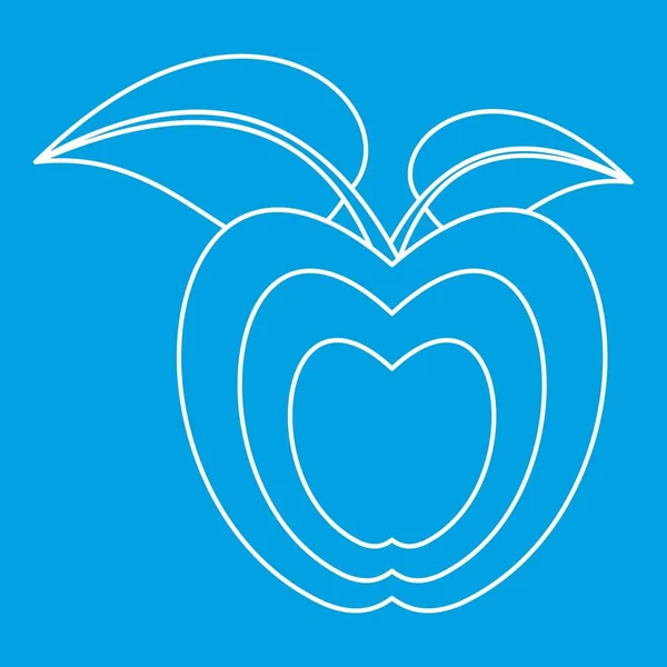 Apfel mit Blättersymbol, Umrissstil — Stockvektor