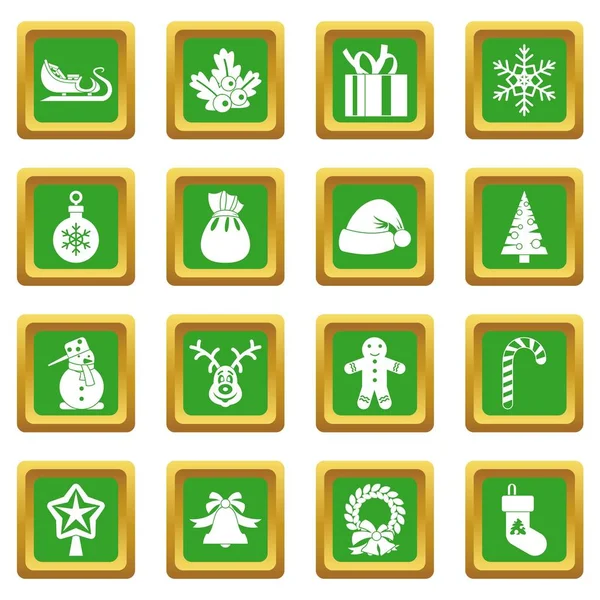 Ícones de Natal conjunto verde — Vetor de Stock