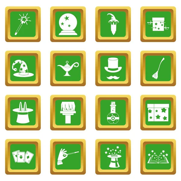 Conjunto de iconos mágicos verde — Vector de stock