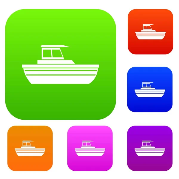 Icône Jeu Bateau Moteur Différentes Couleurs Illustration Vectorielle Isolée Collection — Image vectorielle