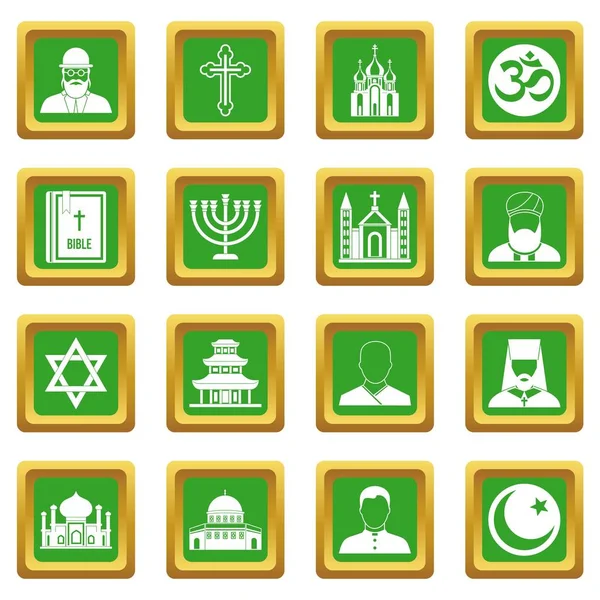 Θρησκευτικό σύμβολο εικονίδια που πράσινο — Διανυσματικό Αρχείο
