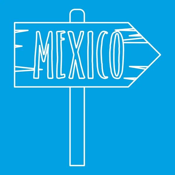 México ícone de sinal de seta direção de madeira —  Vetores de Stock