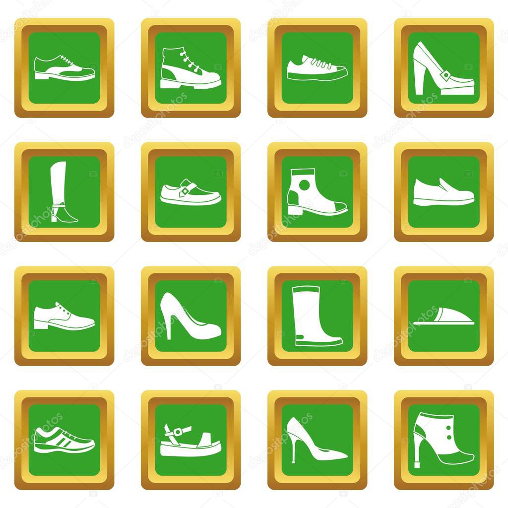 Shoe icons set green