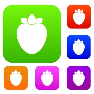 Olgun Trabzon hurması farklı renklerde izole vektör çizim içinde simge seti. Prim toplama