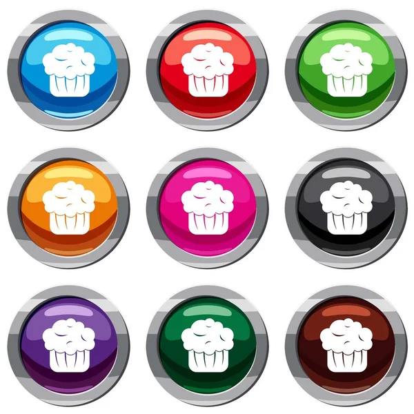 Cupcake set 9 collection — Stock Vector