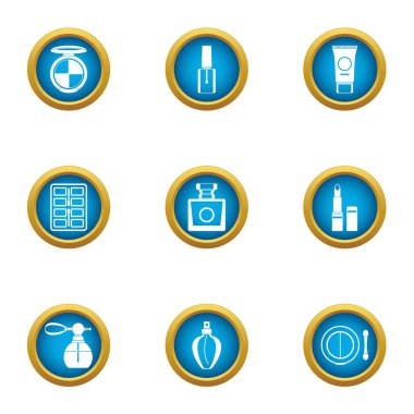 Kadınlar makyaj Icons set, düz stil