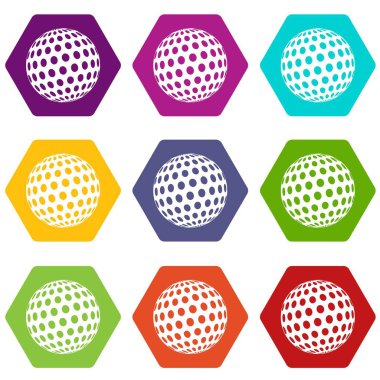 9 vektör Golf topu Icons set