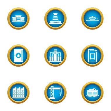 Görev Icons set, düz stil