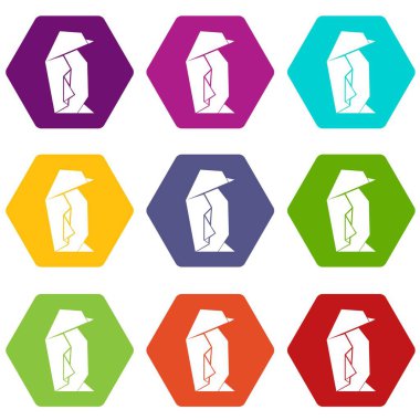 9 vektör origami penguen Icons set