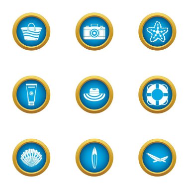 Yetkilendirme su Icons set, düz stil