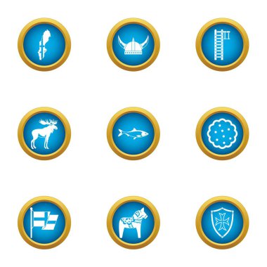 Viking simgeler ayarla, stil düz