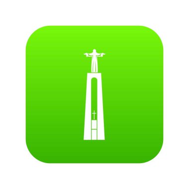 İsa heykeli yeşil simge vektör