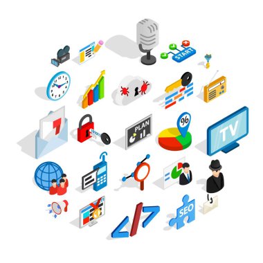 Web proje Icons set, izometrik stili