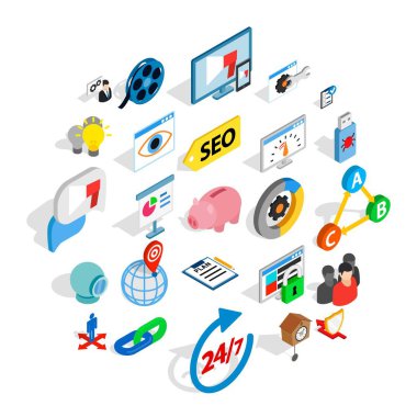 Proje Icons set izometrik stil çalışması