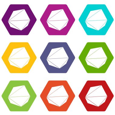9 vektör origami taş Icons set
