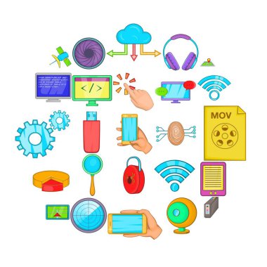 Web sitesi oluşturma Icons set, karikatür tarzı