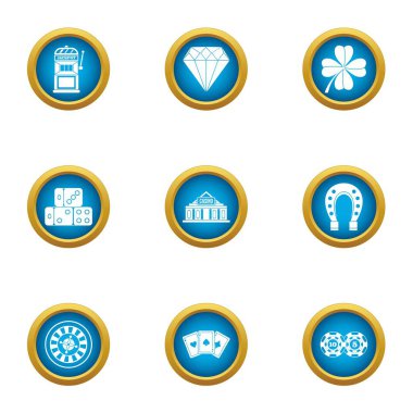 Kuruluş Icons set kumar, düz stil