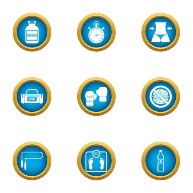 Atletizm Icons set, düz stil