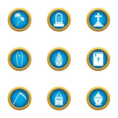 Ölümcül ritüel Icons set, düz stil