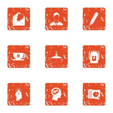 Niyeti Icons set. Beyaz arka plan üzerinde izole web için 9 niyeti vektör simge kümesi grunge