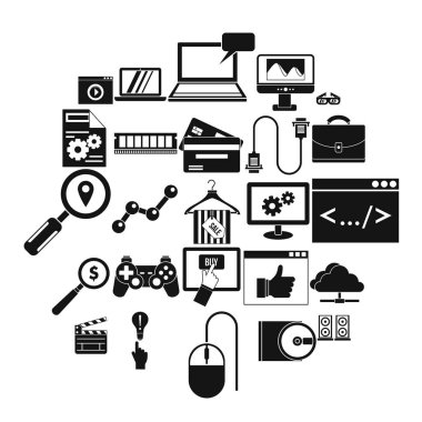 Mobil teknoloji Icons set, basit tarzı