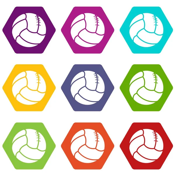Retro volleyball icons set 9 vector — Stock Vector