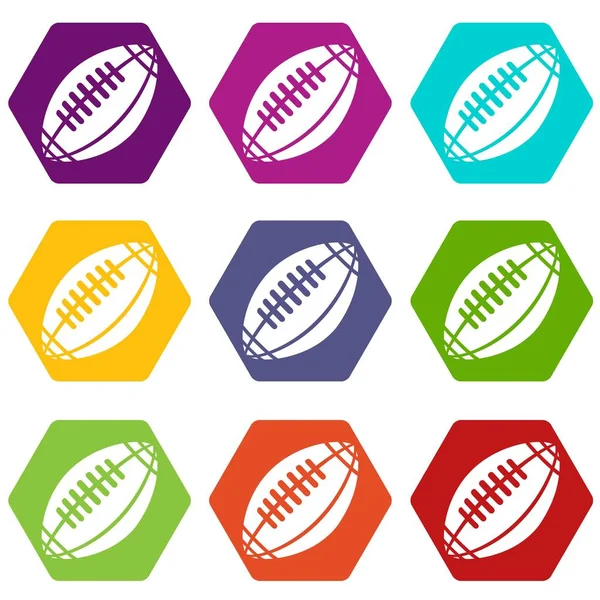 Rugby-Symbole setzen 9 Vektor — Stockvektor