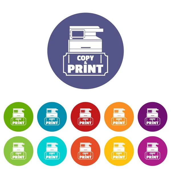 Copy and print icons set vector color — Stock Vector